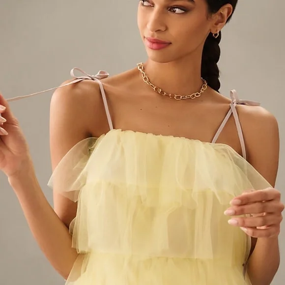 NWT Anthropologie Sunday in Brooklyn Tie-Strap Yellow Tank XL - Picture 3 of 4